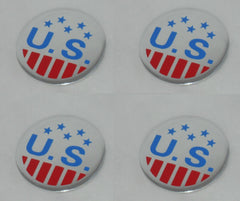 SET OF 4 U.S. MAGS VINTAGE WHEEL RIM CENTER CAP STICKERS LOGO 1-7/16