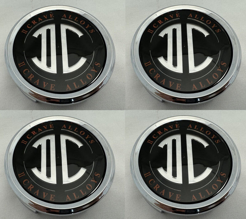 4 PACK TU 2 CRAVE ALLOYS II CRAVE DC CHROME WHEEL RIM CENTER CAP PD-CAP65-P5149