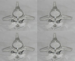 4 POLISHED ALUMINUM SPINNER TRIBAR KNOCKOFF WHEEL RIM CENTER CAP 5 DOG EAR BASE