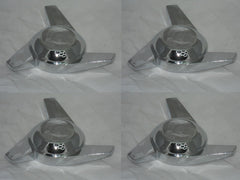 SET OF 4 SWEPT STUD MOUNT SPINNER TRIBAR KNOCKOFF CHROME WHEEL RIM CENTER CAPS