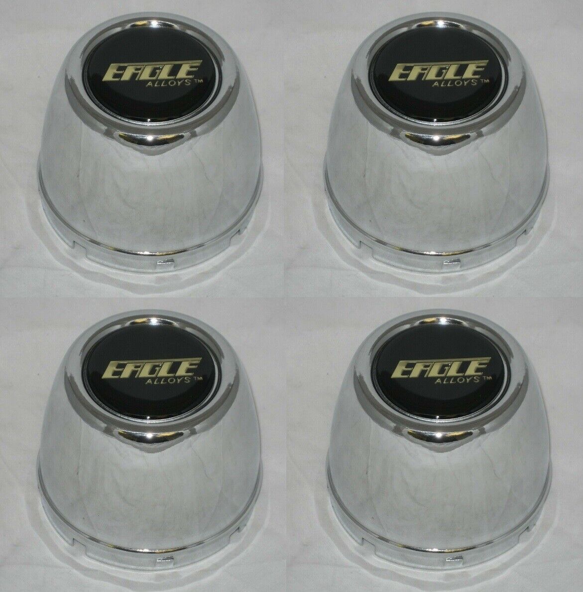 SET OF 4 EAGLE ALLOYS CHROME STEEL WHEEL RIM CENTER CAP 3-1/8