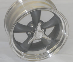 4 POLISHED ALUMINUM SPINNER TRIBAR KNOCKOFF WHEEL RIM CENTER CAP 5 DOG EAR BASE