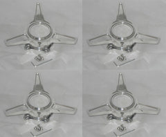 4 - POLISHED ALUMINUM U.S. MAGS WHEEL RIM CENTER CAPS TRIBAR KNOCKOFF SPINNERS