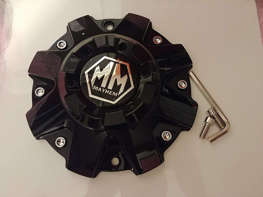 * NEW MAYHEM WHEELS GLOSS BLACK CENTER CAP RIM C108040B01 CAP TWG WITH ...