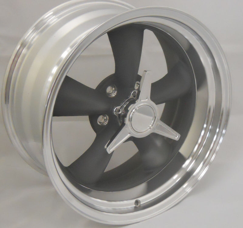 4 POLISHED ALUMINUM SPINNER TRIBAR KNOCKOFF WHEEL RIM CENTER CAP 5 DOG EAR BASE