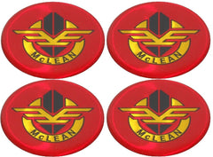 4 - Red McLEAN Wire Wheel Center Cap Round Sticker Logo 2.75