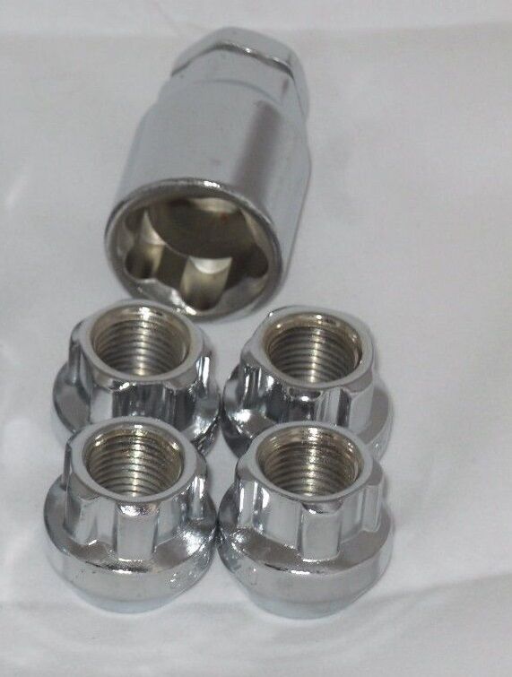 LUG WHEEL LOCK NUTS 9/16-18 OPEN END BULGE CHROME PLATED ACORN SEAT LOCKING LUGS